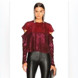 Retrofete - Burgundy and Pink Sequin Top w Cutout Details - size Small - EUC
